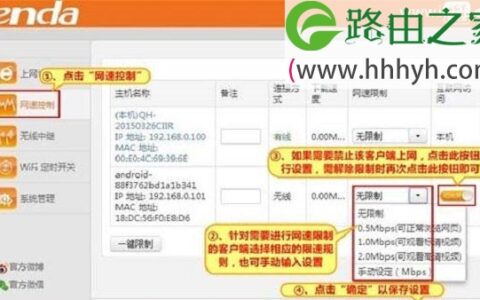 腾达(Tenda)F3路由器限制网速设置方法