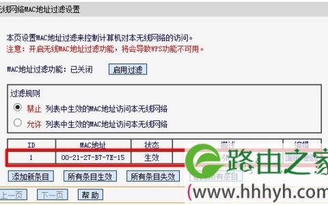 FW150R路由器无线MAC地址过滤效果
