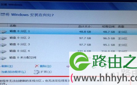 无法创建新系统分区